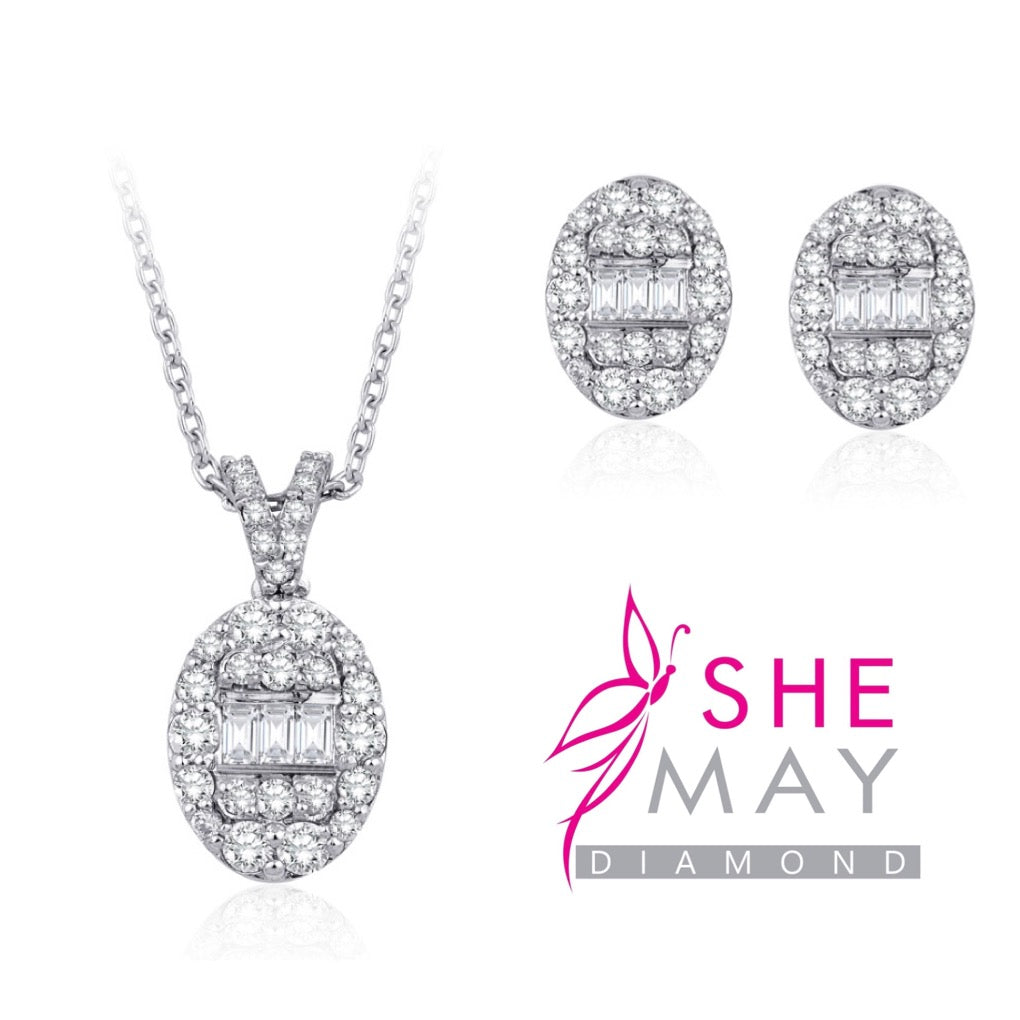 Комплект колие и обеци с диаманти 0.66 карата